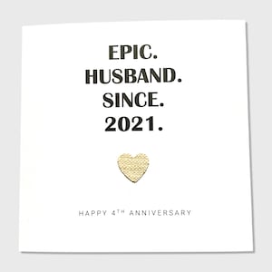 Carte d'anniversaire épique pour le 4e anniversaire de mariage, mari et femme, fait main, Royaume-Uni