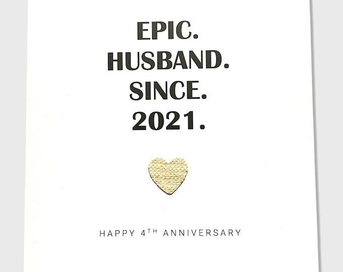 4th Wedding Anniversary Card Linen Anniversary Epic Husband Wife Couple Him Her Handmade UK