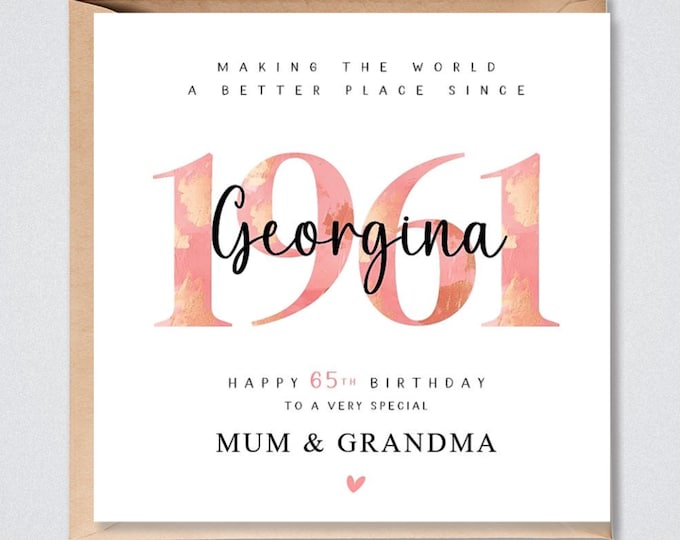 65th Birthday Card 1961 Personalised, Mum Sister Grandmother