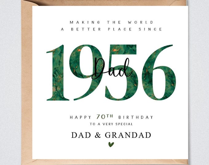 Personalised 70th Birthday Card, 1956, Dad Grandad Brother Uncle Godfather