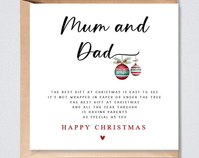 Mum and Dad Christmas Card, Best Gift at Xmas