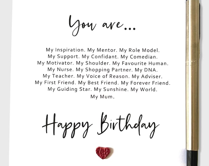 Mum Birthday Card You Are My Mum Poem Leather Birthday Card - BM7950