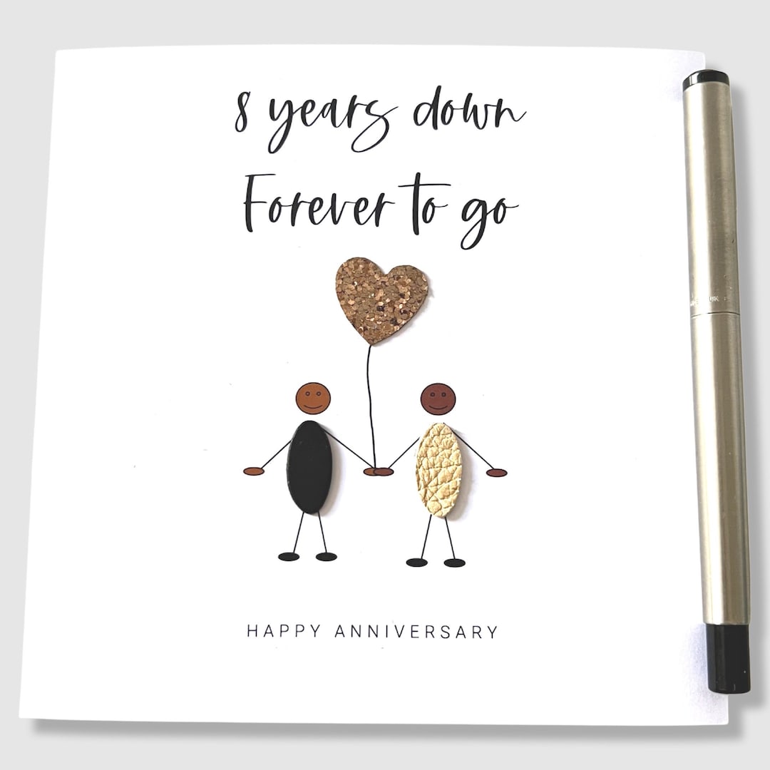 8th Wedding Anniversary Card 8 Years Down Ethnic Bronze Anniversary Wife Husband Him Her Etsy UK