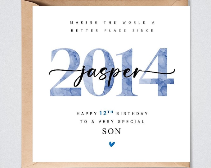 Personalised 12th Birthday Card, 2014, Son, Grandson, Nephew, Godson