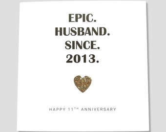 11th Wedding Anniversary Card Steel Anniversary Epic Wife Husband Him Her Couple