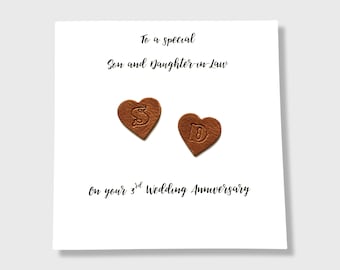 Personalised 3rd Wedding Anniversary Card Leather Anniversary Sister Brother Daughter Son Him Her