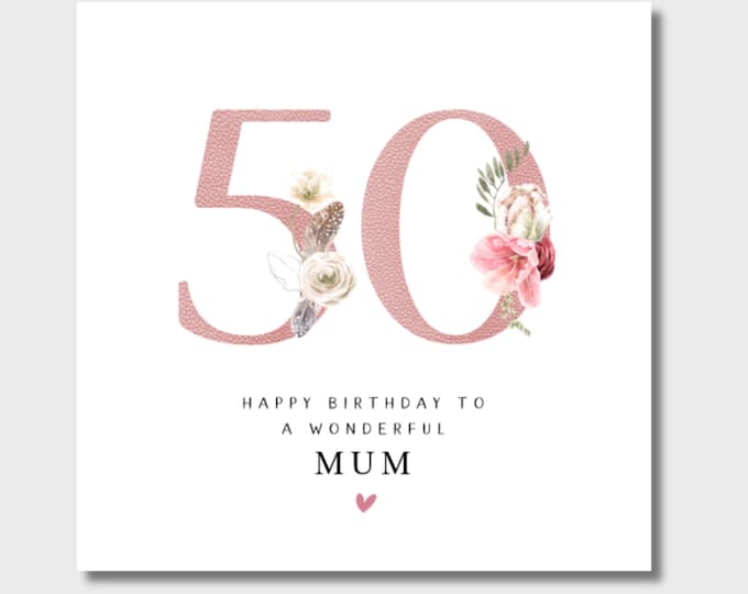 50th Birthday Card Her Mum Wife Sister Friend Aunt Godmother