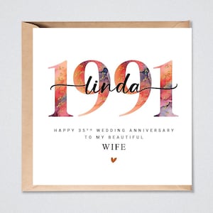 Personalised 35th Wedding Anniversary Card Coral Anniversary Wife Husband Him Her