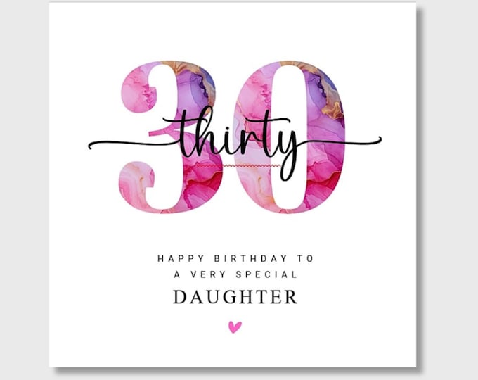 30th Birthday Card Daughter Granddaughter Sister Niece Auntie Friend