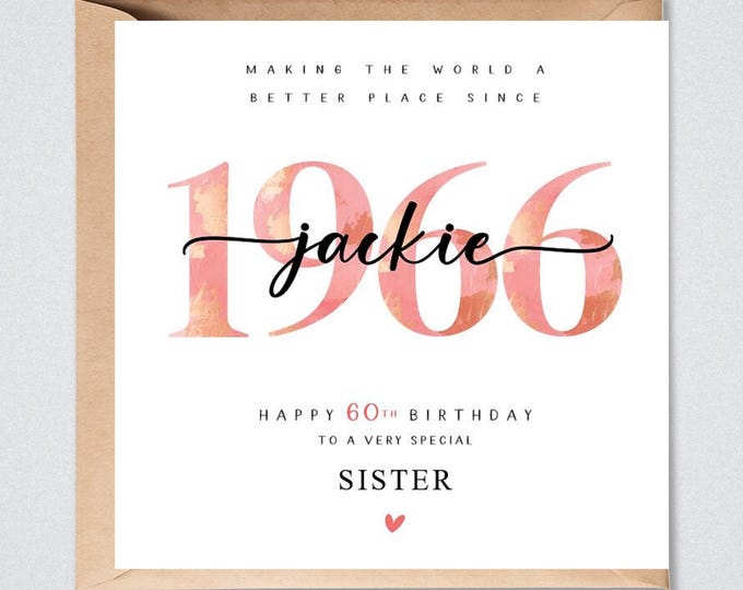 60th Birthday Card 1966 Personalised, Mum Sister Grandmother
