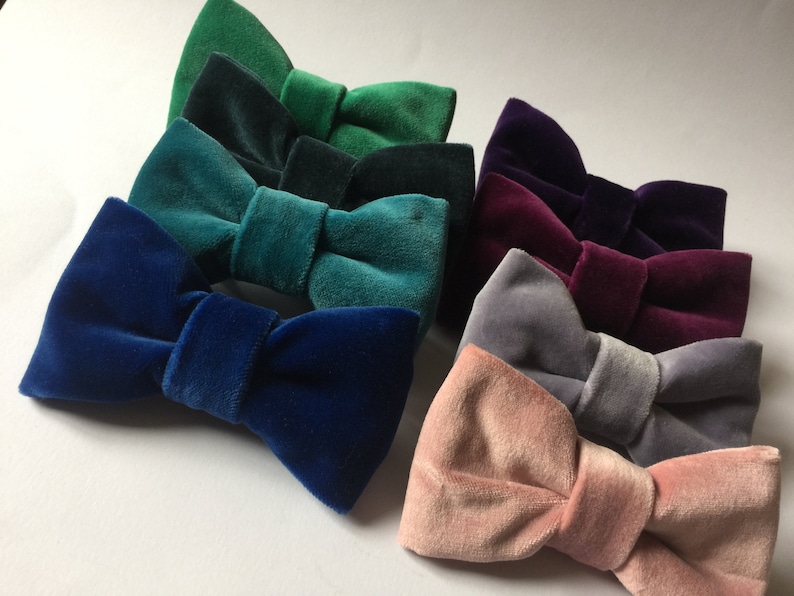 Dog Bow Tie Royal Blue Velvet Dog Harness Bowtie Easily Attachable and Adjustable Pet Bow Ties