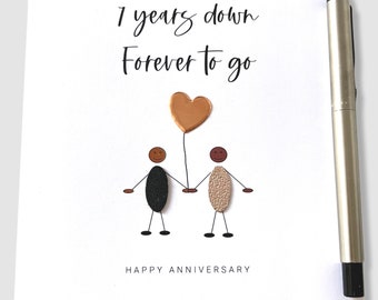 7th Anniversary Card, Copper Wedding Anniversary, Him Her ETHNIC