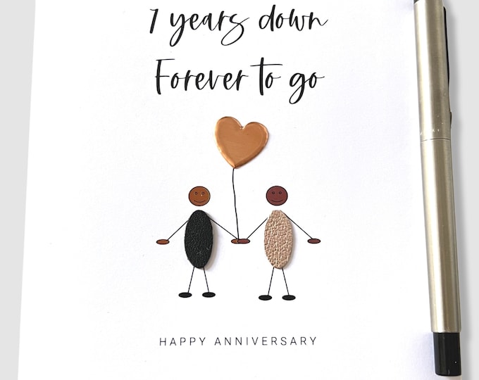 7th Anniversary Card Copper Wedding Anniversary 7 Years Down Him Her Husband Wife ETHNIC Couple