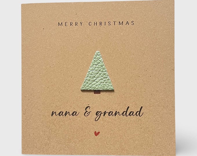 Christmas Card for Nana & Grandad, Leather Christmas Tree