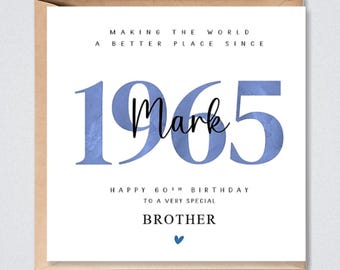 60th Birthday Card 1965 Personalised Dad Brother Grandad Uncle Friend