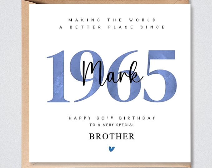 60th Birthday Card 1965 Personalised Dad Brother Grandad Uncle Friend