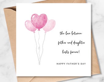 Father's Day Card Love Between Father and Daughter, Pink Balloons
