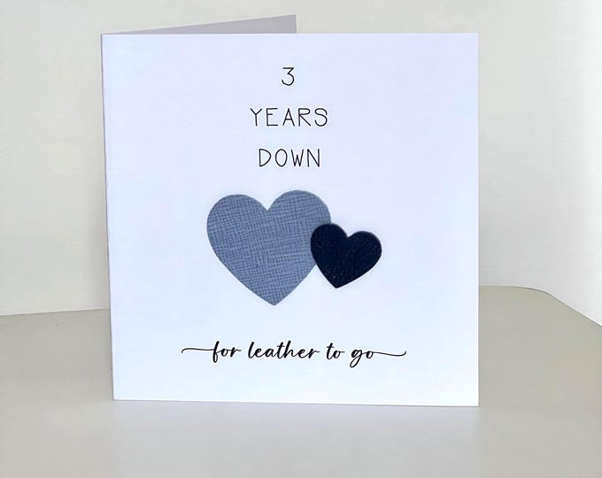 3rd Wedding Anniversary Card, For Leather to Go, Him Her