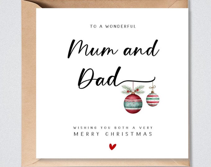 Mum and Dad Christmas Card Baubles