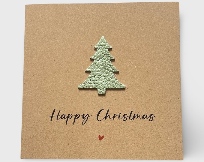 Happy Christmas Card Leather Christmas Tree