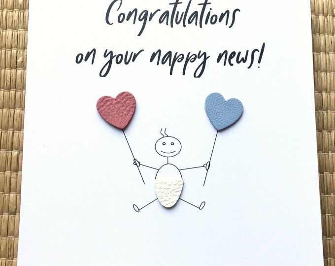 Pregnancy Congratulations Card Nappy News New Arrival Due Expecting Baby Card