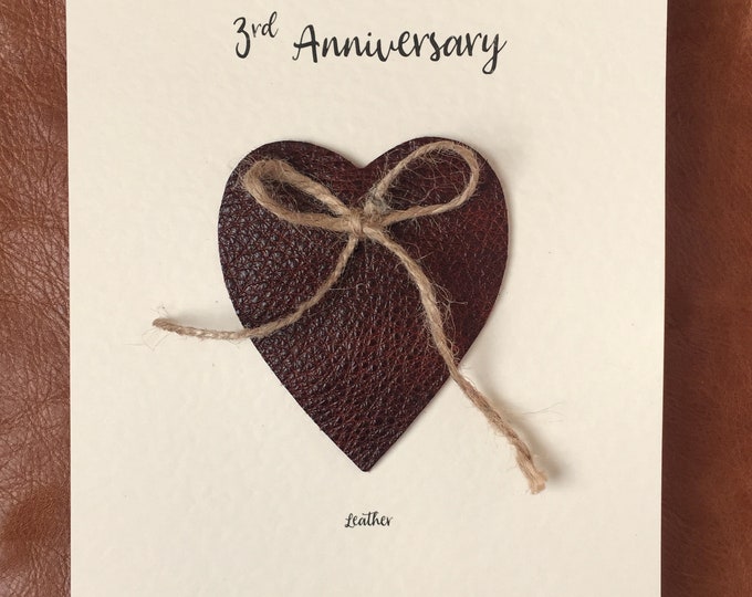 3rd Wedding Anniversary Cards Handmade Leather Anniversary Heart Husband Wife Him Her
