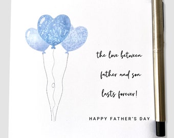 Father's Day Card Love Between Father and Son Blue Balloons