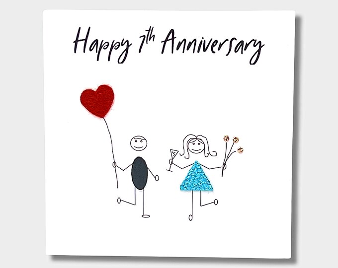 7th Wedding Anniversary Card Wool Anniversary Wife Husband Him Her Couple