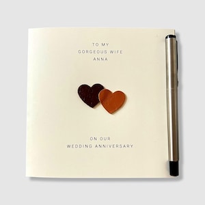 Carte personnalisée 3e anniversaire de mariage en cuir anniversaire mari femme lui elle