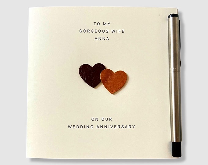 Personalised 3rd Wedding Anniversary Card Leather Anniversary Husband Wife Him Her