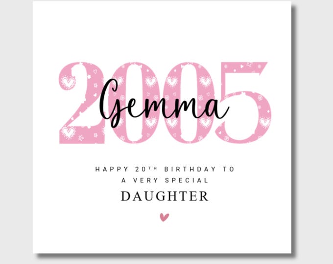 20th Birthday Card Daughter Personalised 2005 Granddaughter Sister Niece Her