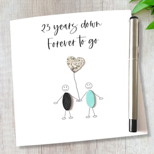 Carte 23 ans plus tard, 23e anniversaire de mariage en métal argenté Anniversaire lui son mari sa femme