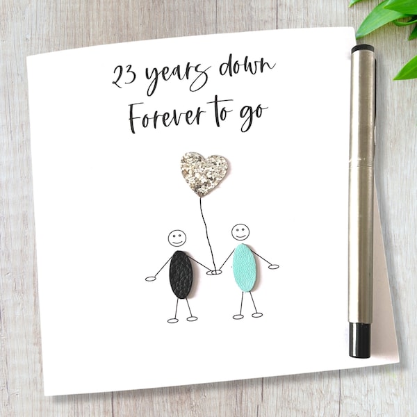 23 Years Down 23rd Wedding Anniversary Card Silver Plate Anniversary Him Her Husband Wife