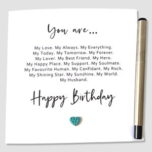 Carte d'anniversaire en cuir poème poème pour mari - BH7948