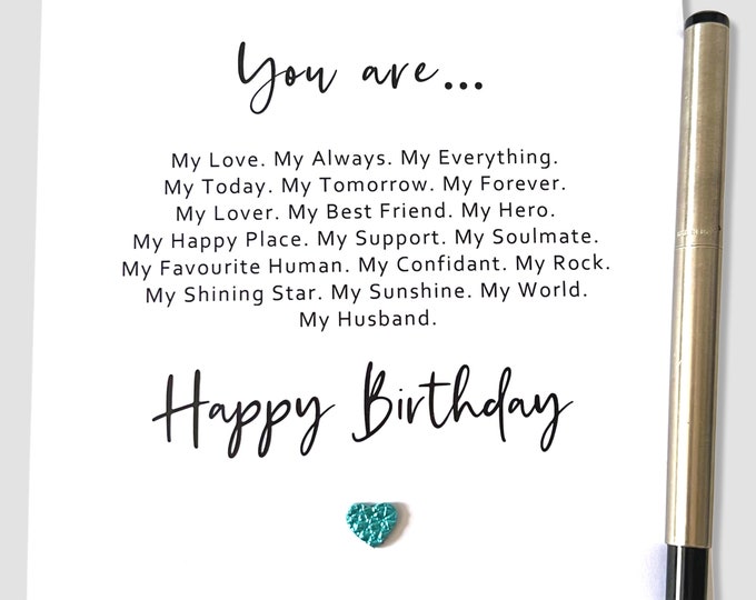 Husband Birthday Card Poem Leather Birthday Card - BH7948