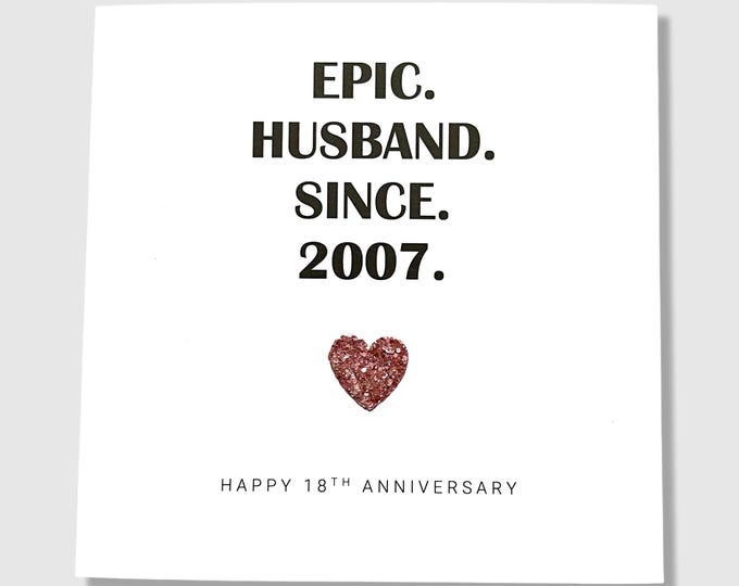 18th Wedding Anniversary Card Epic Wife Husband Couple Him Her