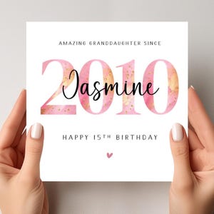 Carte 15e anniversaire petite-fille personnalisée 2010 fille soeur nièce elle