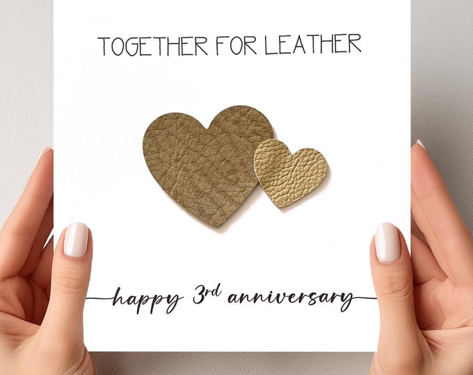 3rd Wedding Anniversary Card Leather Anniversary Him Her Husband Wife Couple