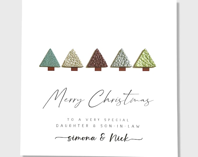 Personalised Son Christmas Card Daughter in Law Leather Trees