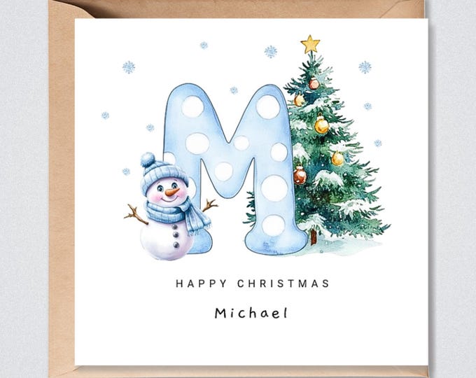 Children's Christmas Card Personalised Him Her