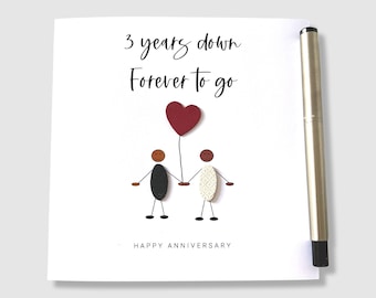 3rd Anniversary Card 3 Years Down Leather Wedding Anniversary Ethnic Husband Wife Him Her