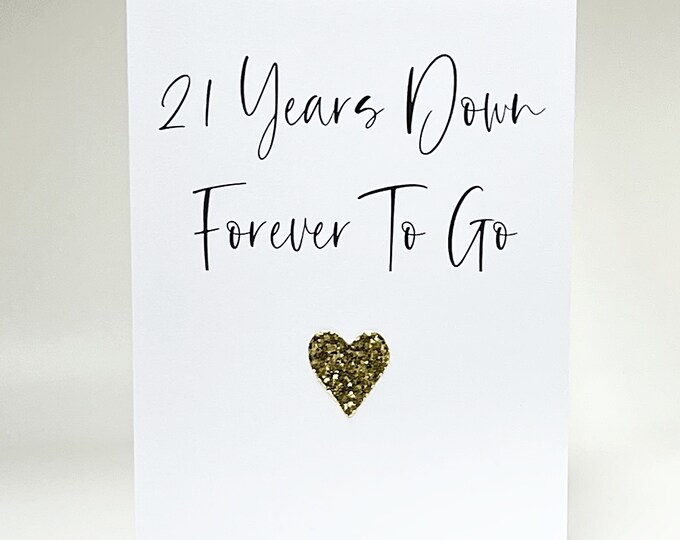 21st Anniversary Card Brass Wedding Anniversary 21 Years Down Him Husband Her Wife Daughter Son Couple Budget Range