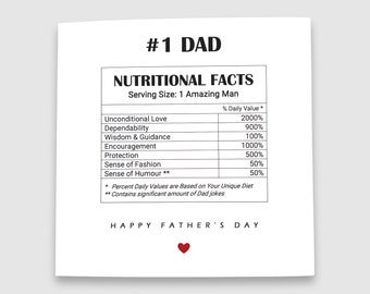 Father's Day Card Nutritional Facts Amazing  Dad