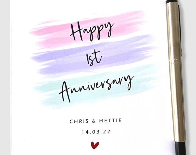 1st Wedding Anniversary Card Personalised Any Year Couple Him Her Husband Wife