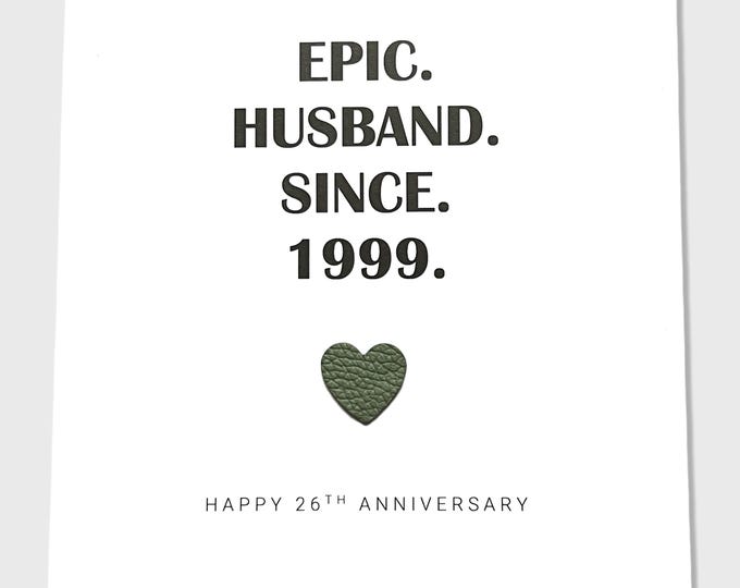 26th Wedding Anniversary Card Jade Anniversary Epic Wife Husband Him Her Couple
