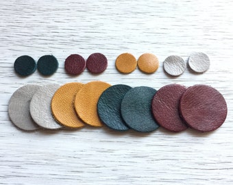 16 Pcs Leather Disc Earring Blanks Circle Die Cut Shapes for Making Earrings 8 Pairs Mustard Green Oxblood Silver Grey