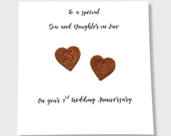 Personalised 3rd Wedding Anniversary Card Leather Anniversary Sister Brother Daughter Son Him Her