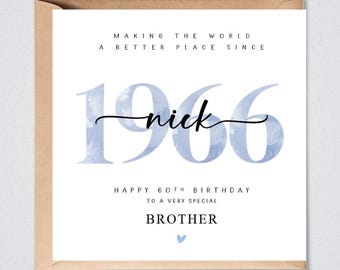 Personalised 60th Birthday Card, 1966 Friend Brother Grandad Uncle