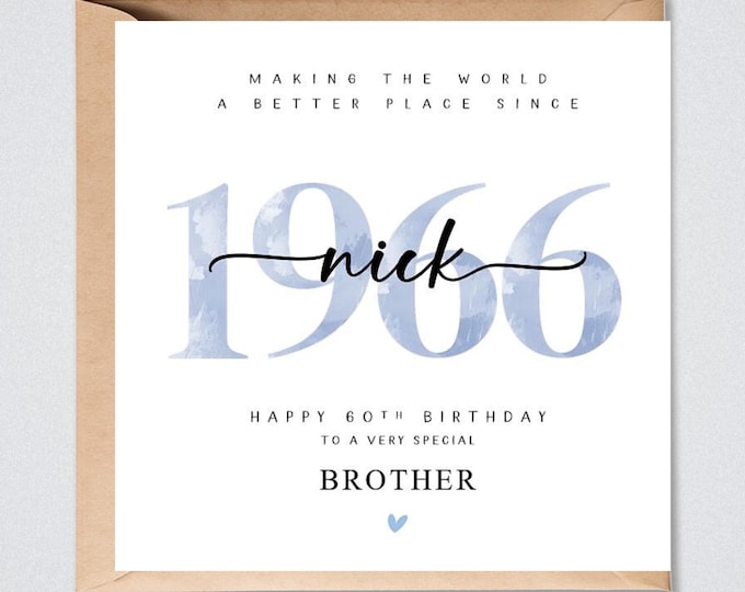 Personalised 60th Birthday Card, 1966 Friend Brother Grandad Uncle