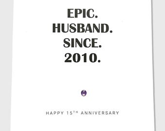 15th Wedding Anniversary Card Crystal Anniversary Epic Wife Husband Him Her Couple